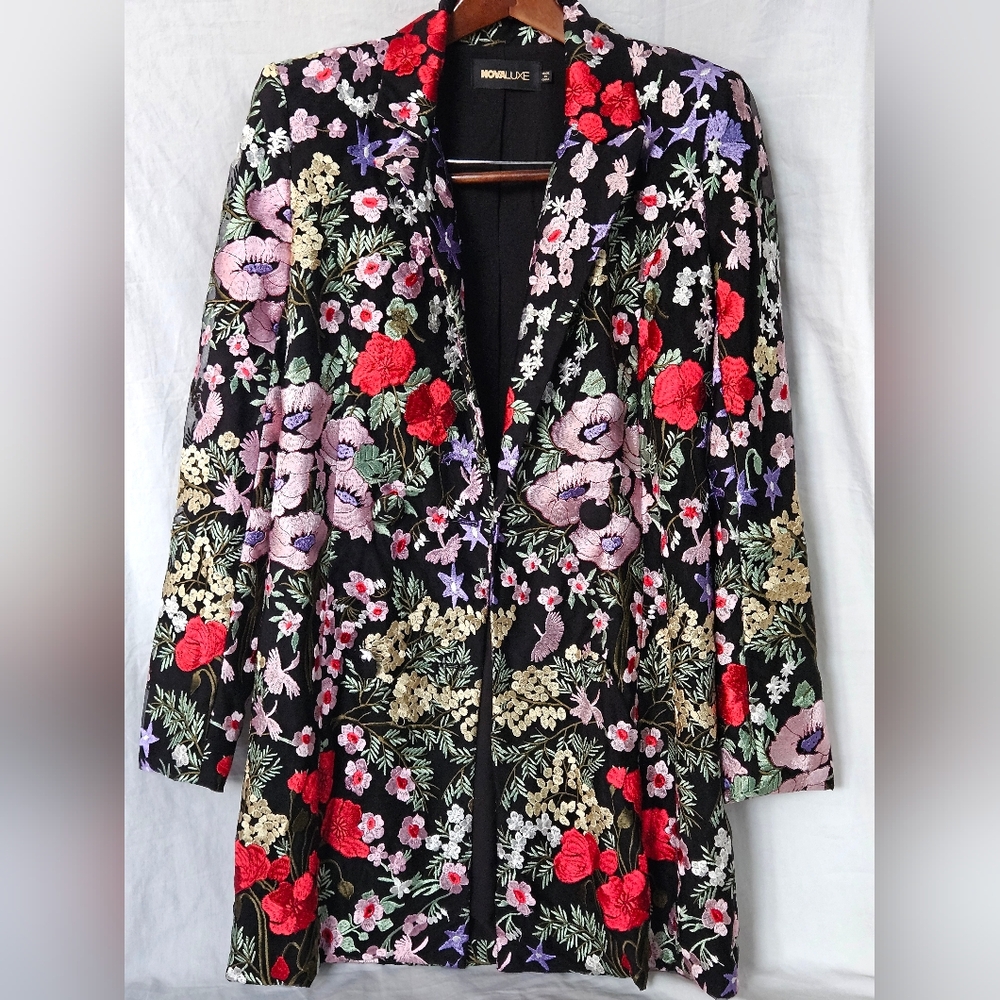 Fashion Nova Black Floral Erin Embroidered Blazer
